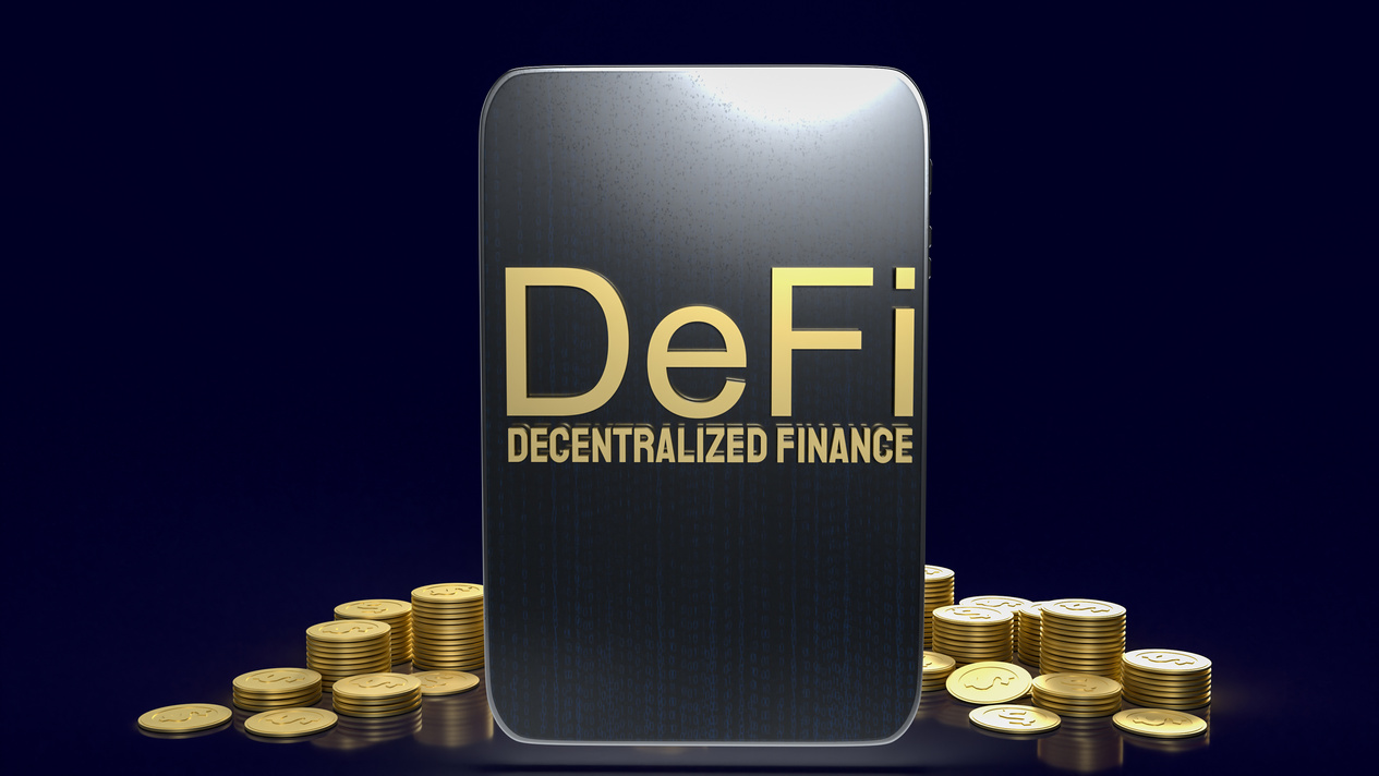 Defi Farming Gold Word and Tablet  for Cryptocurrency