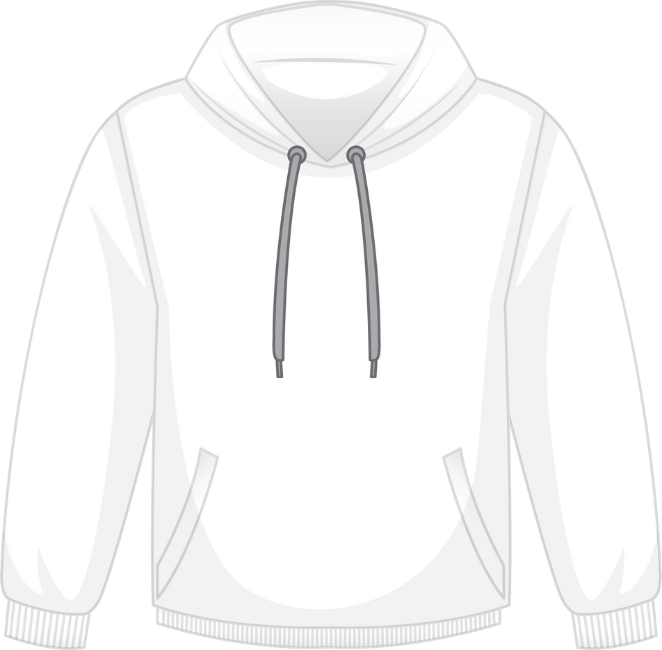 Front of basic white hoodie isolated